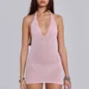 Infinity Halter Mini Dress in Pink