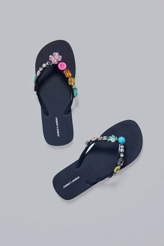 Jewel Charm Flip Flops