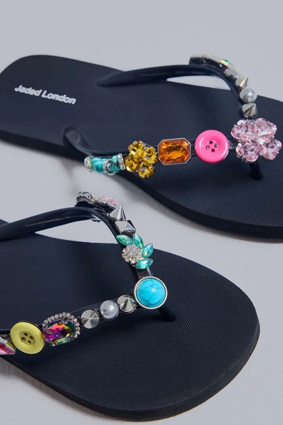 Jewel Charm Flip Flops
