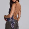 Kapli Backless Chiffon Top with Beaded Straps
