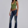 Kelsey Low Rise Skinny Bootcut Jeans in Dark Wash