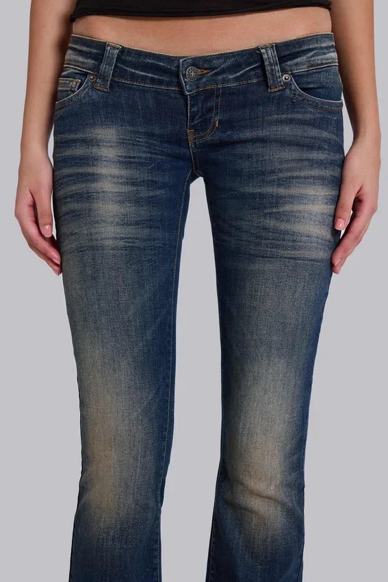 Kelsey Low Rise Skinny Bootcut Jeans in Dark Wash