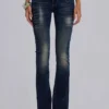 Kelsey Low Rise Skinny Bootcut Jeans in Dark Wash