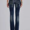 Kelsey Low Rise Skinny Bootcut Jeans in Dark Wash