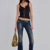 Kelsey Low Rise Skinny Bootcut Jeans in Dark Wash