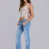 Kelsey Low Rise Skinny Bootcut Jeans in Light Wash