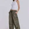 Khaki Oil Wash Parachute Pants