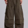 Khaki Parachute Cargo Pants