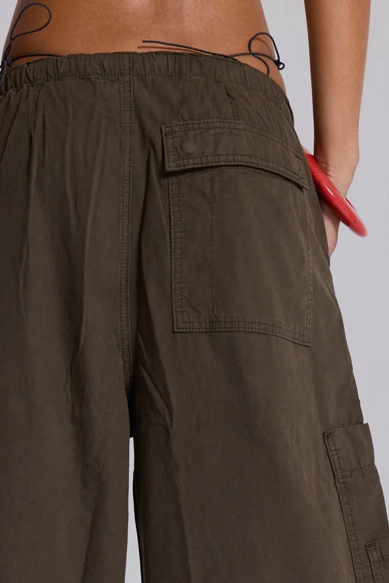 Khaki Parachute Cargo Pants