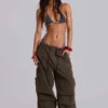 Khaki Parachute Cargo Pants