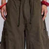 Khaki Parachute Cargo Pants