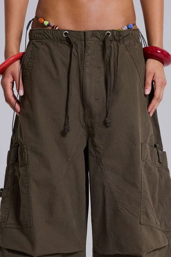Khaki Parachute Cargo Pants