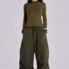 Khaki Parachute Cargo Pants