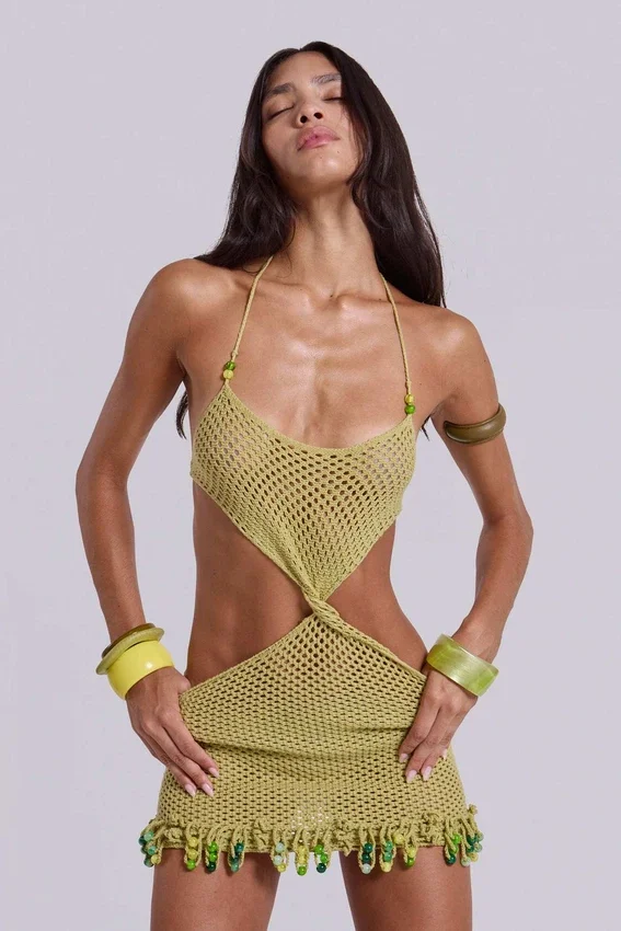Kuuma Beaded Crochet Mini Dress