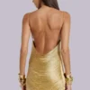 Lavinia Backless Fringe Mini Dress in Gold