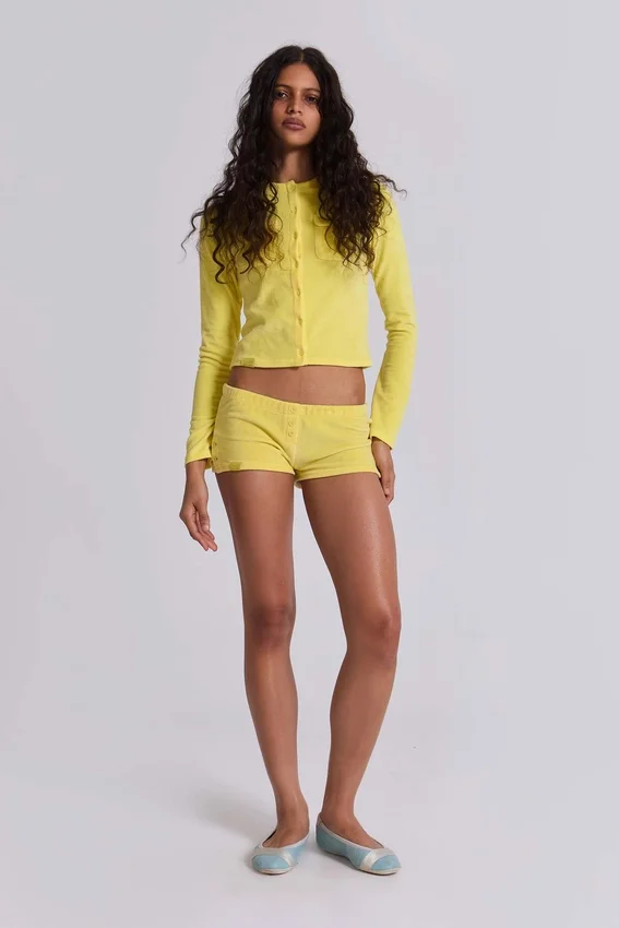 Lemon Velour Mini Shorts