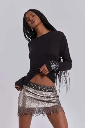 Leva Sequin Beaded Mini Skirt