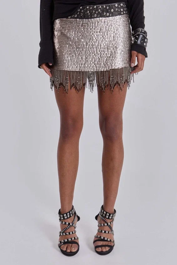 Leva Sequin Beaded Mini Skirt