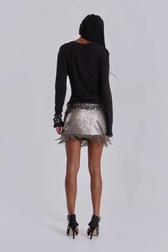 Leva Sequin Beaded Mini Skirt