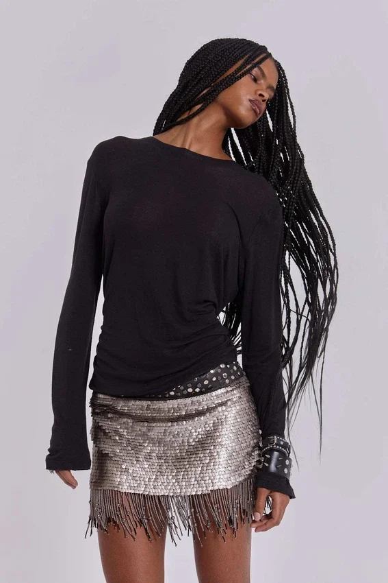 Leva Sequin Beaded Mini Skirt