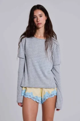 Line Double Layer Long Sleeve Top