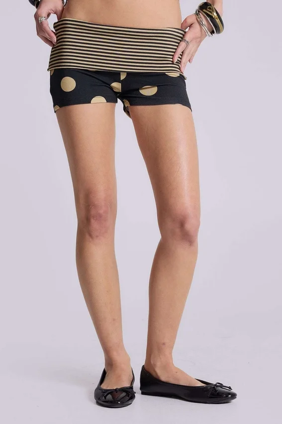 Lola Polkadot Fold Over Waistband Mini Shorts