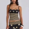 Lola Ruched Cami Top in Polkadot Stripe