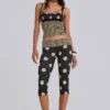 Lola Foldover Capris in Polkadot Stripe