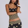 Lola Ruched Cami Top in Polkadot Stripe