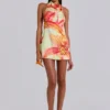 Lucia Backless Mini Dress With Flower Detail