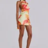 Lucia Backless Mini Dress With Flower Detail