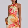 Lucia Backless Mini Dress With Flower Detail