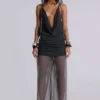 Lurien Backless Hooded Chiffon Knit Top