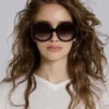 Majorette Oversized Round Sunglasses in Brown