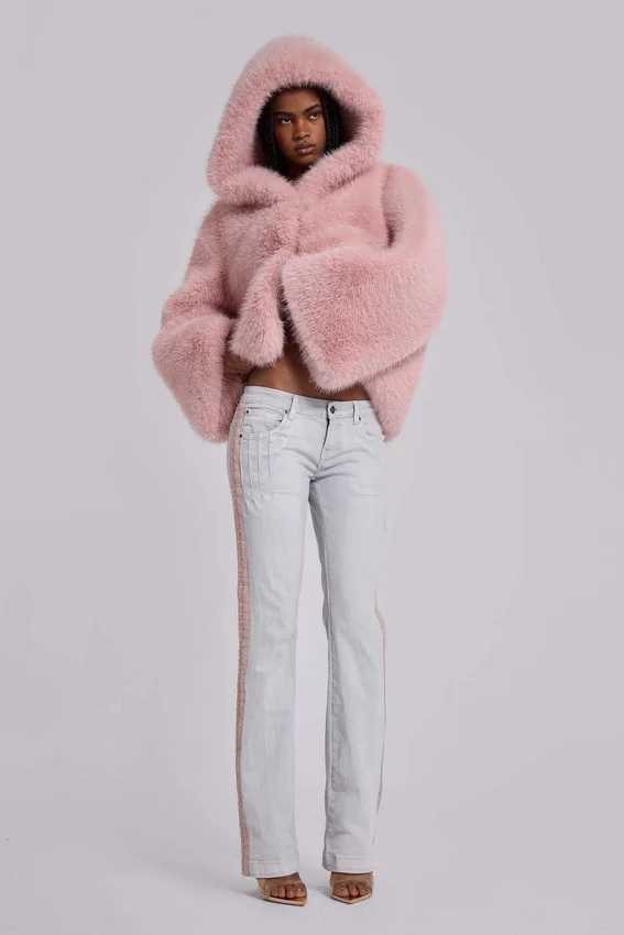 Mara Oversized Faux Fur Coat in Pink