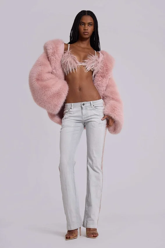 Mara Oversized Faux Fur Coat in Pink