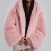 Mara Oversized Faux Fur Coat in Pink