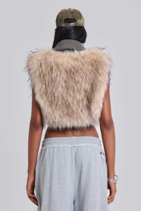 Meka Faux Fur Knit Shrug