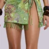 Melona Embellished Wrap Mini Skirt in Lime
