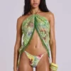 Melona Embellished Wrap Mini Skirt in Lime