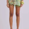Melona Embellished Wrap Mini Skirt in Lime