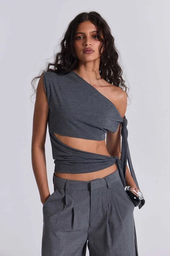 Mena Asymmetric Top in Grey