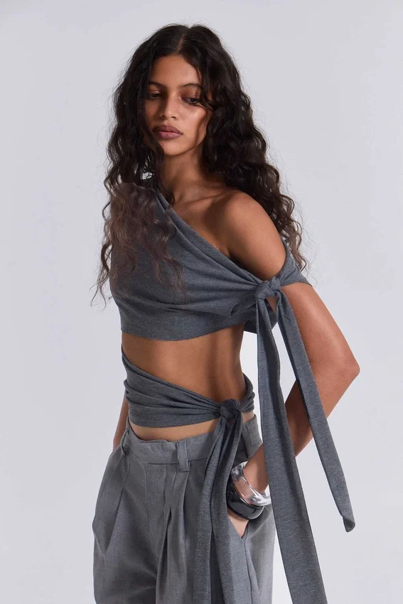Mena Asymmetric Top in Grey