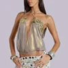 Morgana Metallic Sequin Chiffon Top