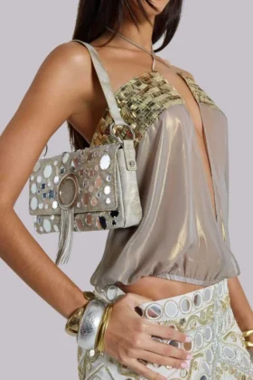 Morgana Metallic Sequin Chiffon Top