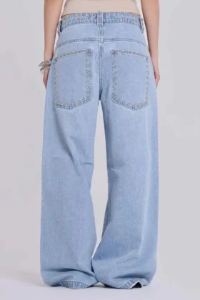 Nailed Studded Colossus Jeans in Light Blue Wash