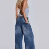 Nailed Studded Colossus Jeans in Mid Blue Wash
