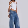 Nailed Studded Colossus Jeans in Mid Blue Wash