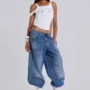 Nailed Studded Colossus Jeans in Mid Blue Wash
