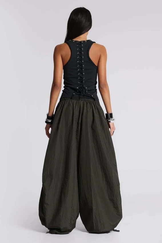 Nexis Nylon Balloon Parachute Pants in Khaki